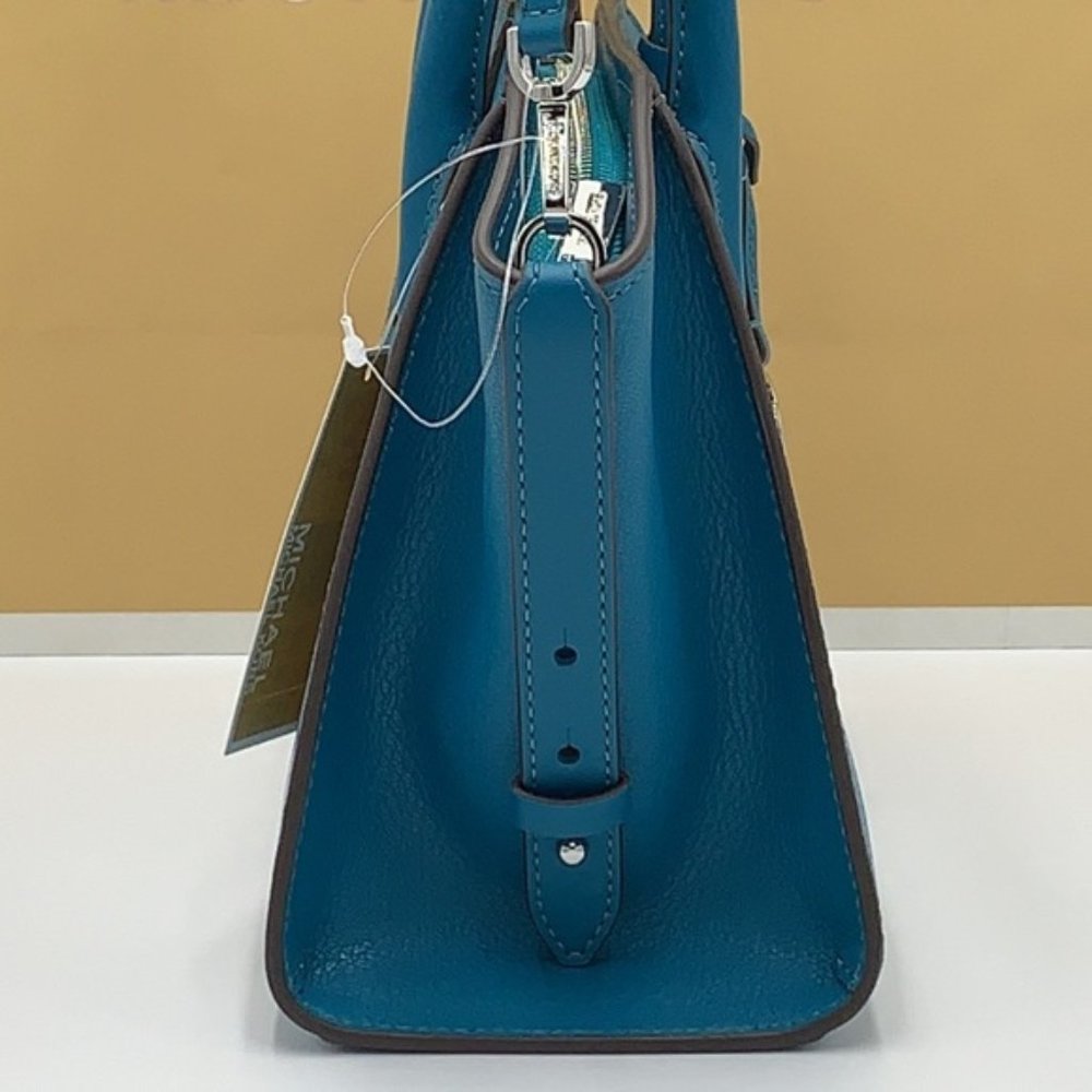 Michael Kors Avril Small Leather Top-Zip Satchel Lagoon color - Picture 14 of 16